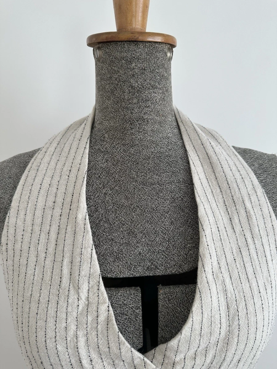 Lulu & Rose Onelle Waistcoat OffWhite Black Pin Stripe Halter Neck Top Cotton M