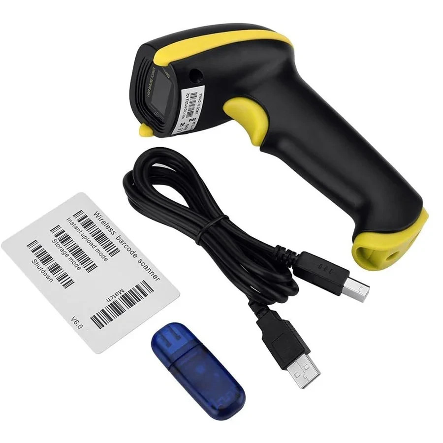 Lecteur de codes-barres sans fil USB avec dongle noir pour gestion de stock