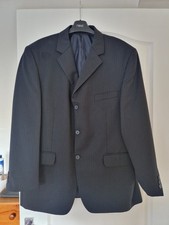 Burton Mens 2 Piece Suit, Black, Stripe, Chest 42in, 34L Trousers