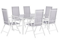 Modernes GartenmöBel Set In Grau Tisch Und 6 StüHle Aluminium Polyester Prato
