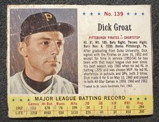 1963 JELL-O DICK GROAT (PITTSBURGH PIRATES) #139 WRITING ON BACK