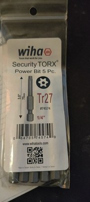 Wiha 74574 Security Torx Power Bit T27 x 75mm - 5 Pack