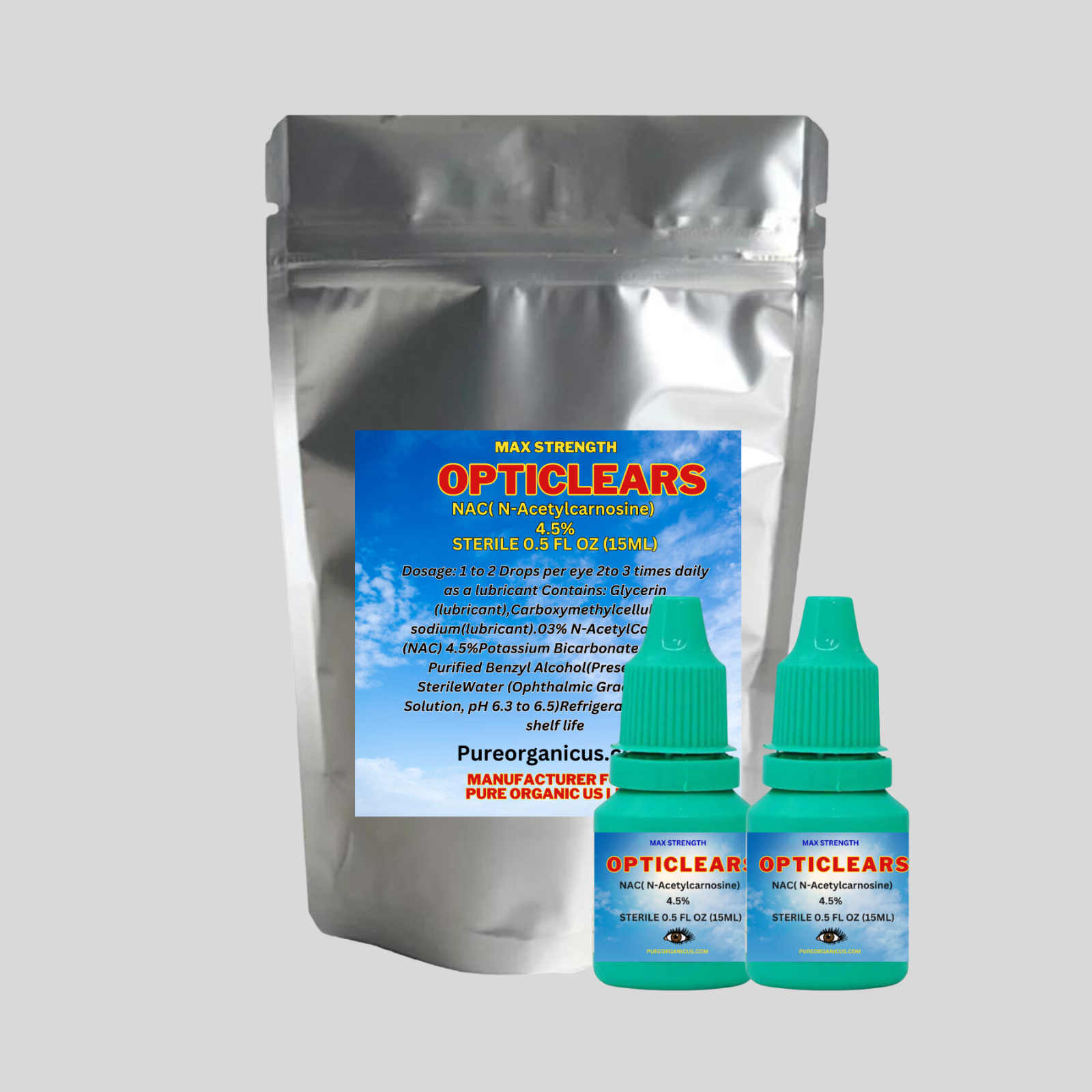 Cataract Eye Drops with 4.5 NAC, NAcetylcarnosine 15ml Vial 2 pack