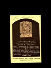 Lou Boudreau Hand Signed Gold Hall Of Fame Postcard Autograph