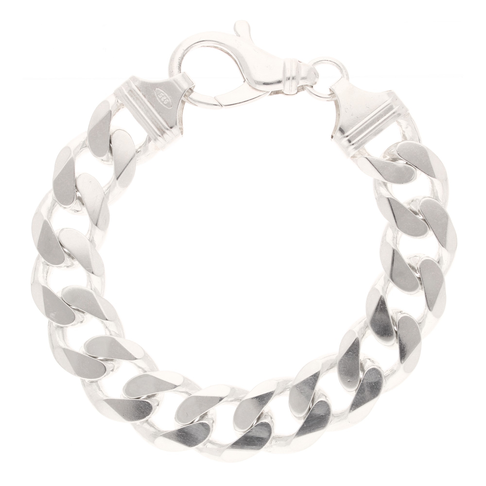 Sterling Silver 8.5"" Curb Bracelet (14.5mm Wide)