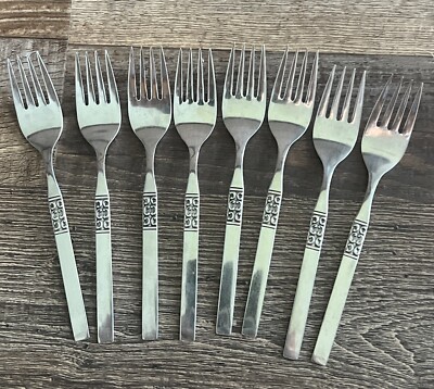 8 Oneida WM A Rogers Deluxe SAN DIEGO Stainless SALAD FORKS 6 1/4'' FREE SHIPPING