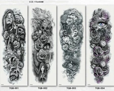 Large Sheet Temporary Tattoos FULL ARM Body Press on Sticker Fake Waterproof USA