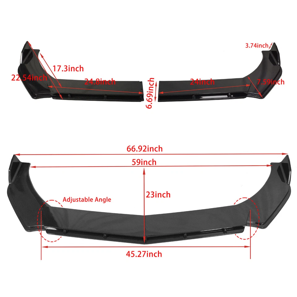 Carbon Fiber Front Bumper Lip Chin Spoiler Splitter Body Kits For Toyota Camry Foto 3 de 4