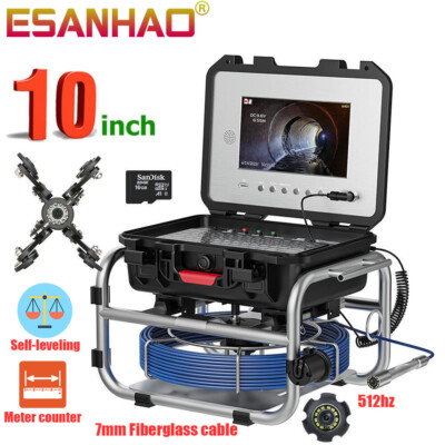 40M Sewer Pipe Inspection Camera 512HZ Self leveling Meter Counter 10'' Monitor