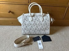 Ralph Lauren November Traveler Tote Lace Lazer Cut Leather Cream Bag