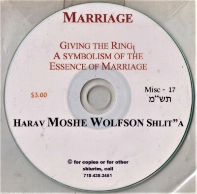 Marriage-Giving The Ring-A Symbolism Of The Essence Of Marriage R' M. Wolfson-CD
