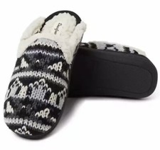 Women Dearfoams Slippers ErIn FairIsle Extended Tab Sherpa Insole MEDIUM 7-8 New