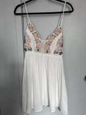 Lulus  Dress Daisy Petal Pickin’ Ivory Embroidered Women Medium