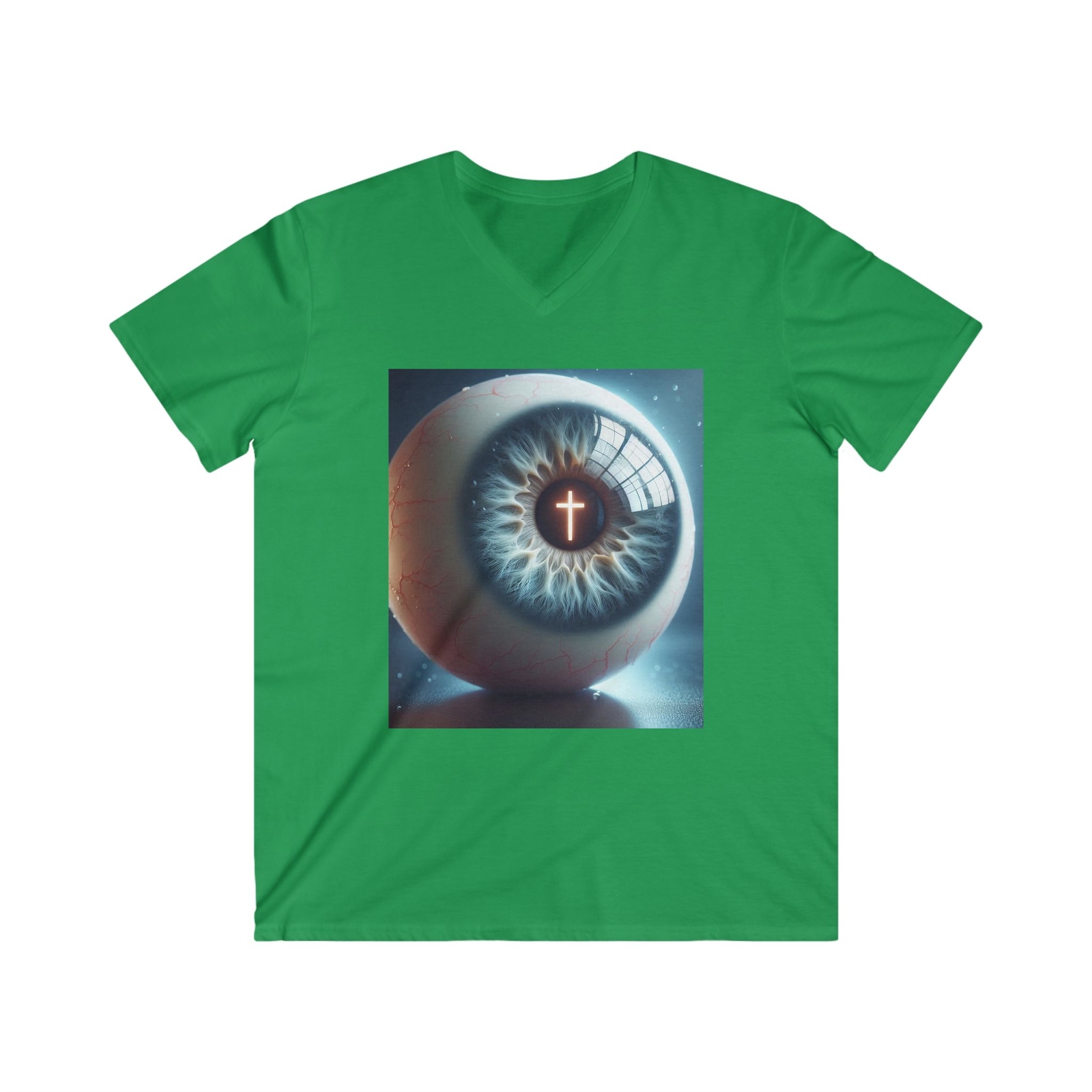 Christian Eye Graphic Men's V-Neck Tee - Unique Faith-Inspired Design