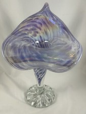Hand Blown Iridescent Lavender Art Glass Jack in the Pulpit Sculpture, Signed