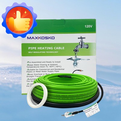 MAXKOSKO Self-Regulating Heat Tape, 60Ft Freeze Protection Cable With Thermostat