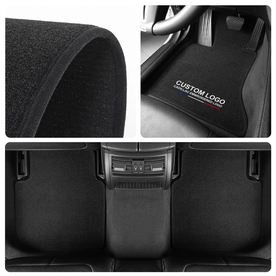 For Cadillac XT6 C1XX 2019-2025 black Carpet Velour Car Floor Mats Liners Badge - Imagem 2 de 4