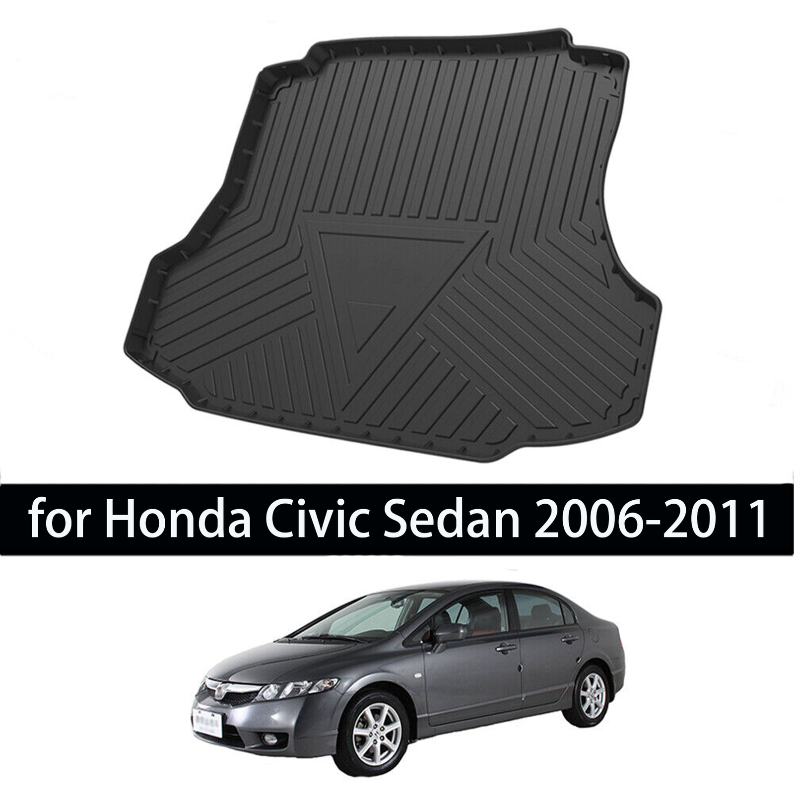 Black Rear Cargo Boot Liner Floor Cover Mat for Honda Civic Sedan 2006-2011