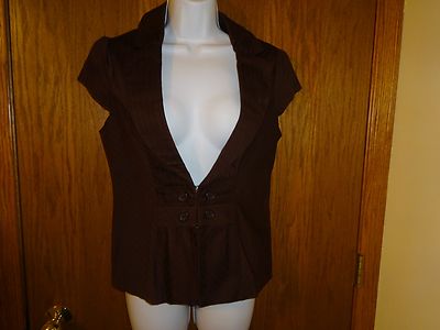 NEW WOMEN'S VANITY BROWN CAP SLEEVE BLAZER SIZE MED MSP $24.50