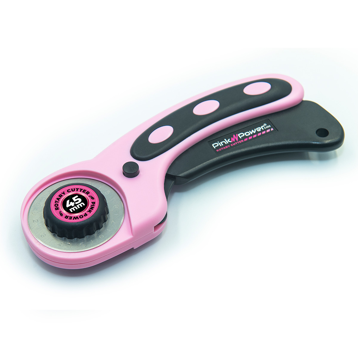 Pink Power 45mm Rotary Cutter for Fabric, Scrapbooking, Quilting and Sewing