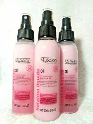 MySalon Keratina Liquida 3X-Triple Keratin & Macadamia Oil-100ml/3.4oz-3 Units