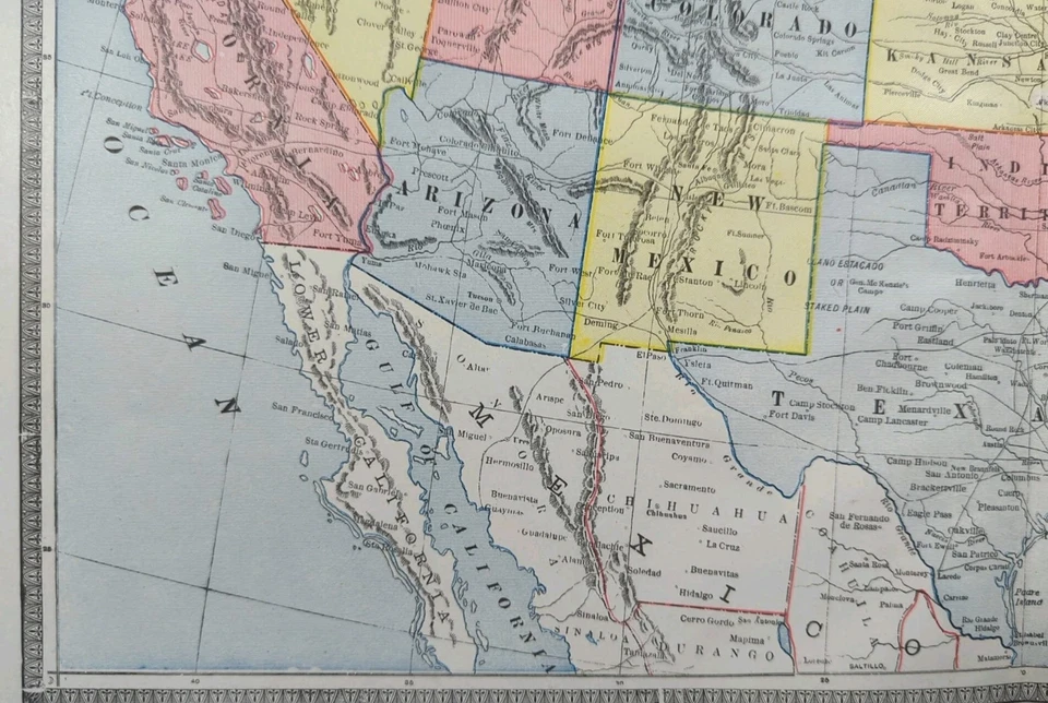 Mapa vintage 1884 ESTADOS UNIDOS DE AMÉRICA 21"x13" ~ antiguo original EE. UU. DC Foto 4 de 4