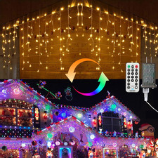 29FT Color Changing LED Icicle Christmas Lights Remote