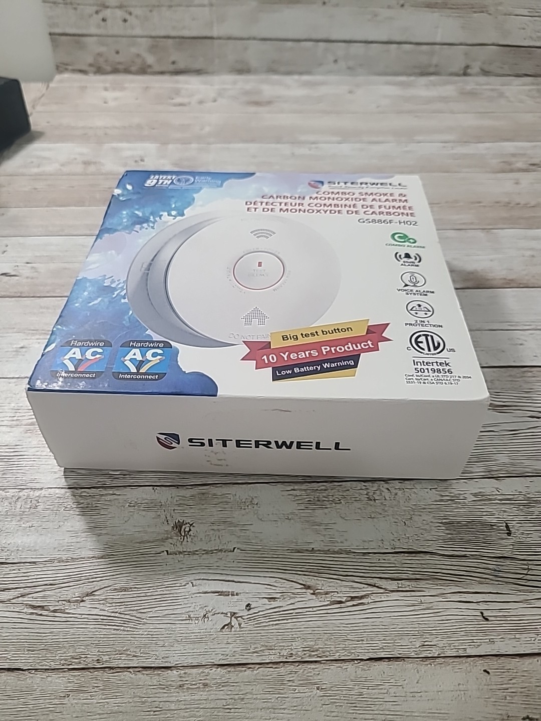 SITERWELL GS886F-H02 Smoke & Carbon Monoxide Detector Combo  Hardwired 10-Yr