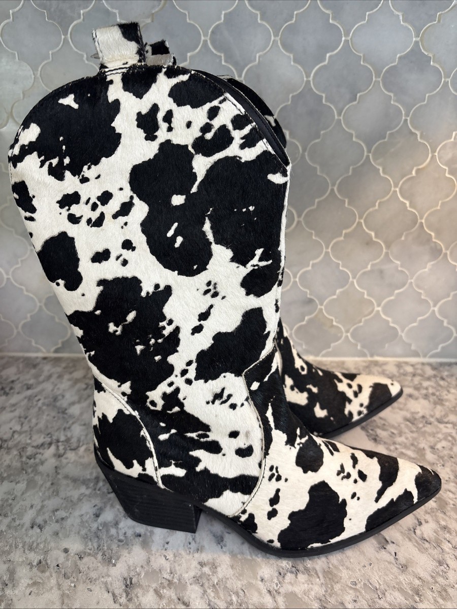 Dingo Live A Cow Pointed Toe Cowboy Womens Black,White Casual Boots DI127  READ