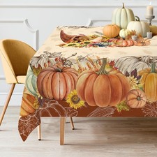Thanksgiving Tablecloth 52x70 Inches, Holiday Rectangle Tablecloth - Pumpkins Fa