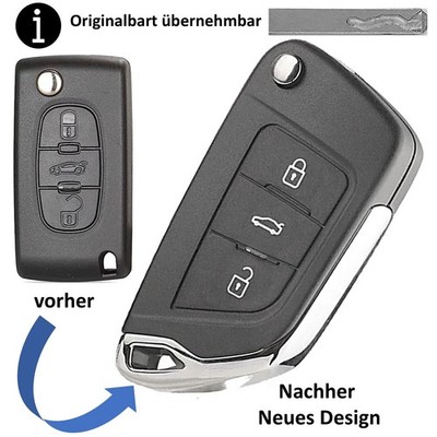 3Tasten Klappschlüssel Ersatz Gehäuse für Citroen Berlingo Dispach Neues Design