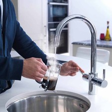 Insinkerator Brushed Steel J-Spout 3in1 Boiling Hot Water Kitchen Tap NO TANK