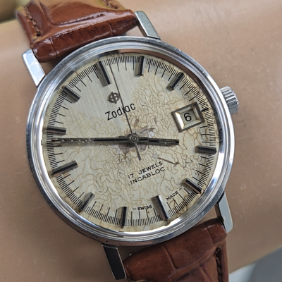 ロデム71L　　　　　　　　　　　【USA製ヴィンテージ】OLD STUD Vintage Rotary 17 Jewels Slim Black Mechanical Incabloc Sub Swiss