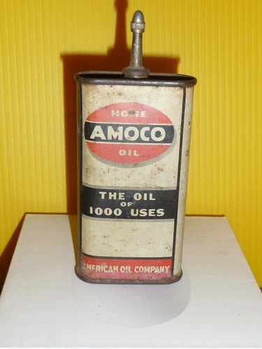 VINTAGE AMOCO HOME OIL CAN TIN AMERICAN OIL COMPANT 3 OZ
