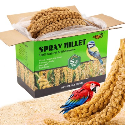 5LBS Spray Millet Treat for Pet Birds, Hand-Harvested Bird Snack, Natural Sun...