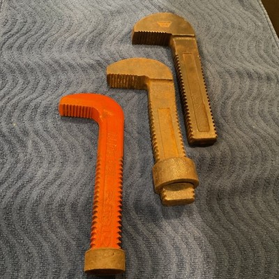 Lot Of 3 Vintage Pipe Wrench Hook Jaws Heavy Duty 8  X 2 . Or age One 8x1.5 