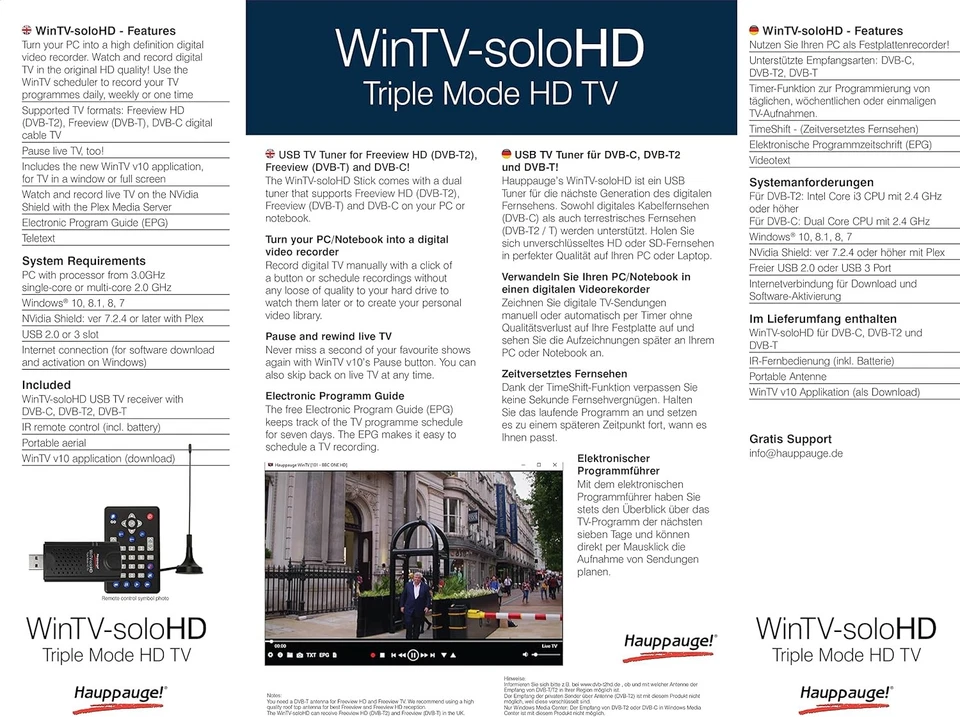 Hauppauge WinTV-SoloHD model 01589 Freeview HD tuner for PC, Black TV Tuner for  - Image 3 of 4