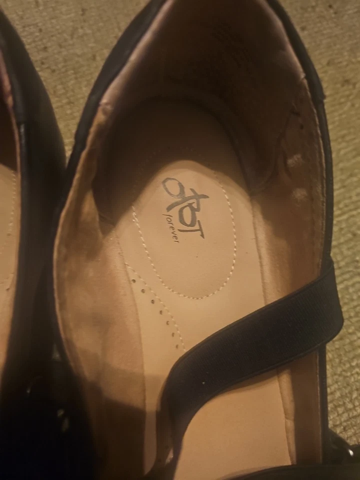 Mujer OTBT Anora Cuero Negro Ballet Cruzado Elástico Pisos Talla 11 Foto 2 de 4