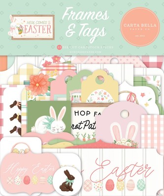 Carta Bella Cardstock Ephemera 33/Pkg - Rahmen & Etiketten, Here Comes Easter - CE351025