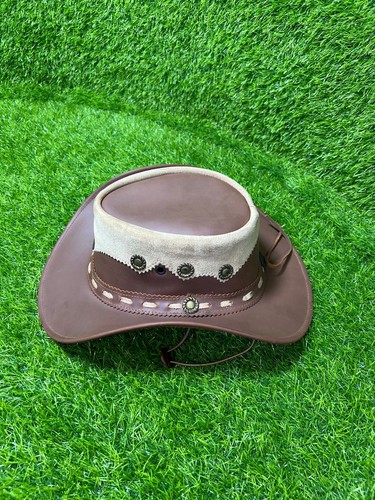 Marrón Cuero Vaquero Híbrido Bandas Ala Ancha Victoriano Cosplay Disfraz Sombrero - Imagen 4 de 7