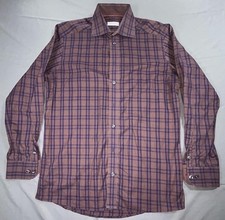 Eton Dress Shirt Mens 15.5 39 Blue Plaid Contemporary Cotton Long Sleeve