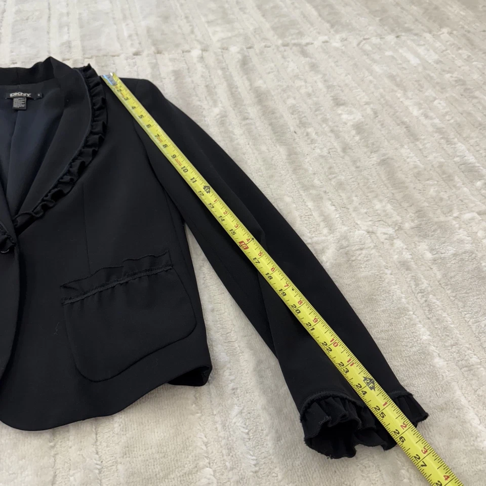 Blazer DKNY Vintage Negro Mezcla Lana Talla 6 - Hecho en Italia Foto 3 de 4