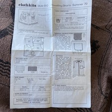 Clothkits Vintage Style 510 Towelling Shorts Summer 79 Size/Age 1-4 Years