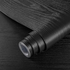 practicalWs Black Wood Grain Contact Paper 17.7"x393.7" Peel & Stick Wallpaper
