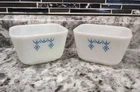VTG  PYREX 1970's Blue Snowflake Garland 501-B Refrigerator Dish 1-1/2 Cup