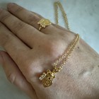 Vintage Gold Tone Heart Bear With Rhinestone Stone “E” Namesake Necklace & Ring — photo 10