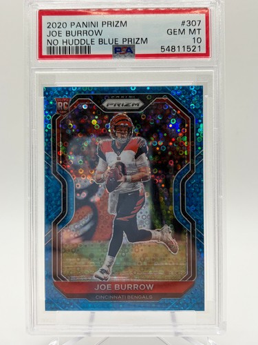 JOE BURROW 2020 PRIZM NO HUDDLE BLUE PRIZM RC 17/79 GEM MINT PSA 10 BENGALS!!!