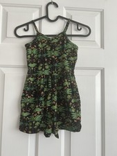 Old Navy Romper Girls Small Green Tropical Palm Tree VNeck Sleeveless