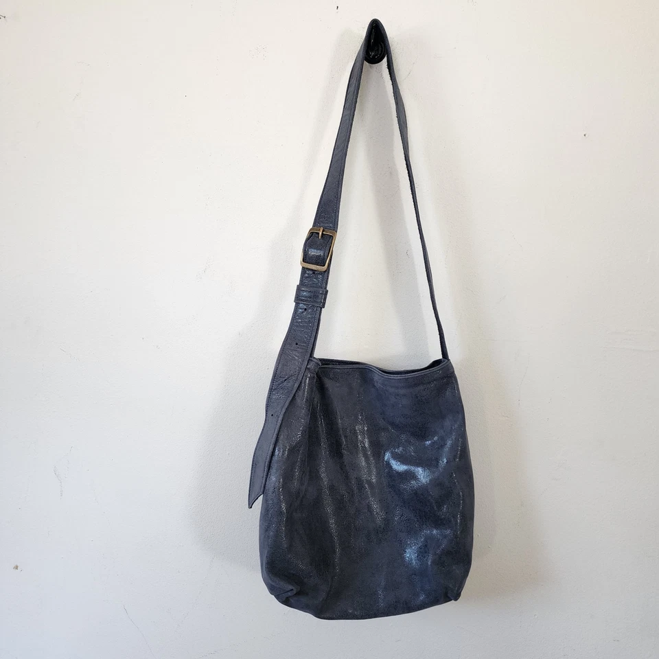 Bolsa satchel feminina feita em Savannah Georgia tiracolo couro azul - Imagem 2 de 4