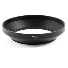 Black Aluminum Wide Angle 77mm Thread Screw In Universal Camera Lens Hood Cover
